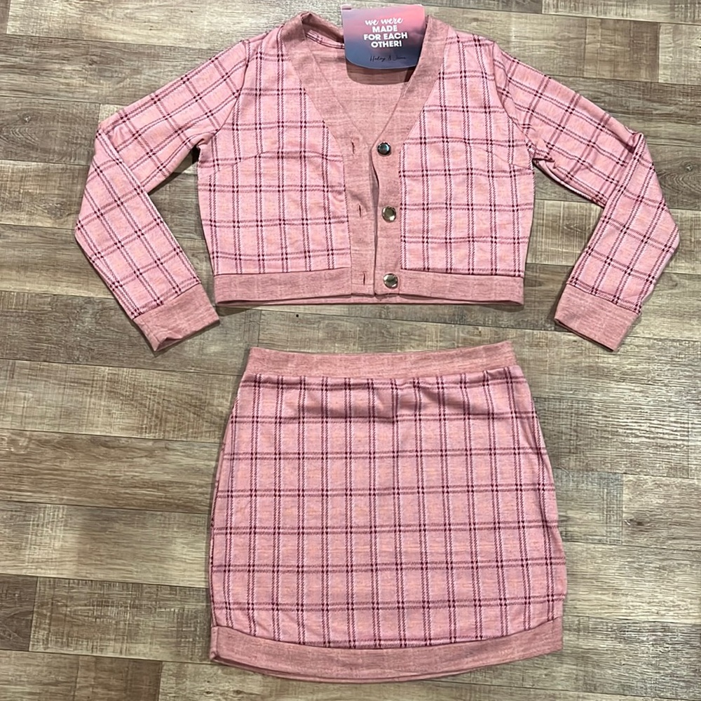 Pink Plaid Two Piece Set